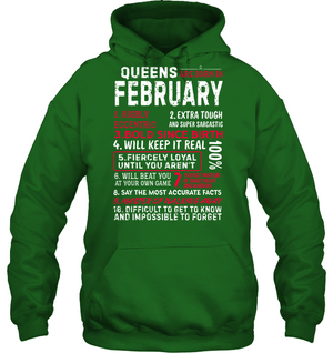 Queens Are Born In February Highly Eccentric Extra Tough An Super Sarcastic ShirtUnisex Heavyweight Pullover Hoodie