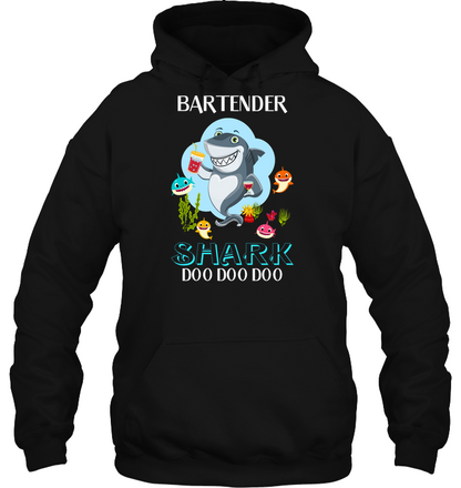 Bartender Shark Doo Doo Doo Shirt Unisex Heavyweight Pullover Hoodie Black