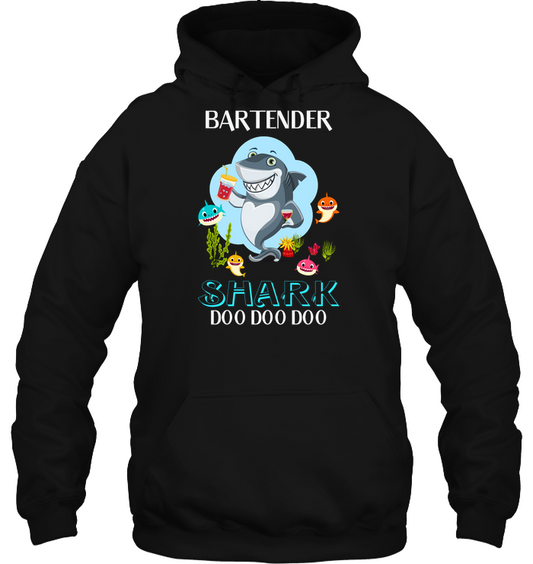 Bartender Shark Doo Doo Doo Shirt Unisex Heavyweight Pullover Hoodie Black