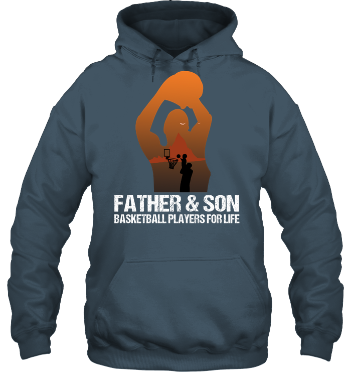Father And Son Basketball Players For Life Family Shirt Unisex Heavyweight Pullover Hoodie Dark Heather