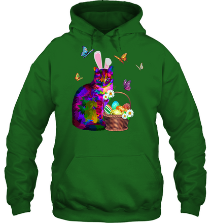 Cat Costume Bunnie Easter Day Shirt Unisex Heavyweight Pullover Hoodie Irish Green