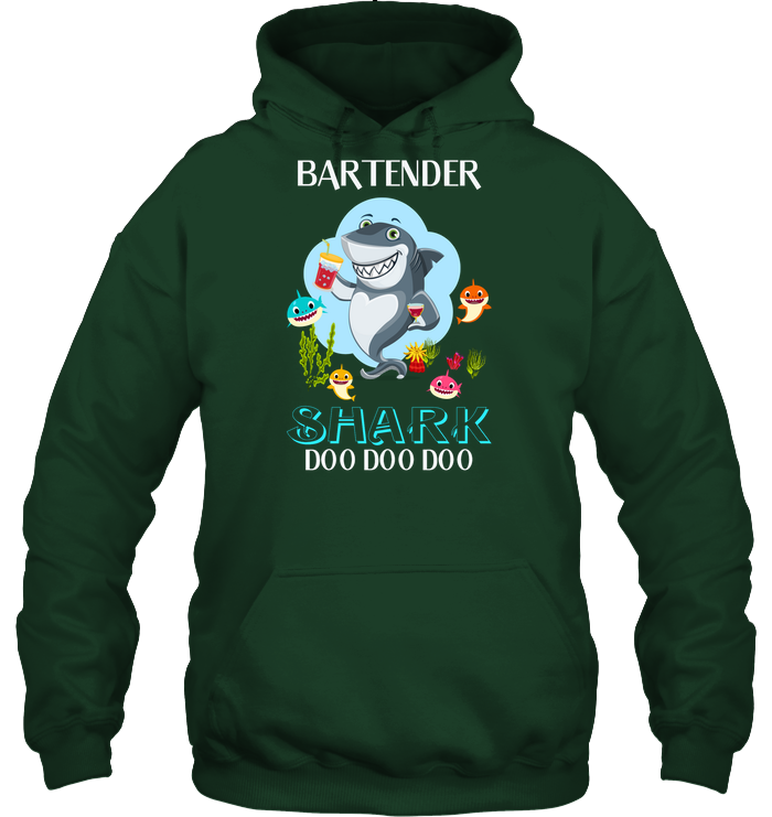 Bartender Shark Doo Doo Doo Shirt Unisex Heavyweight Pullover Hoodie Forest Green
