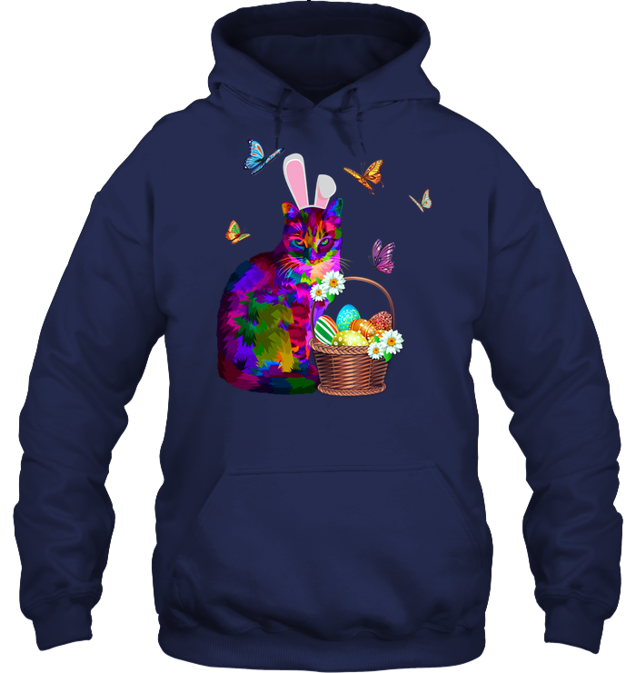 Cat Costume Bunnie Easter Day Shirt Unisex Heavyweight Pullover Hoodie Navy