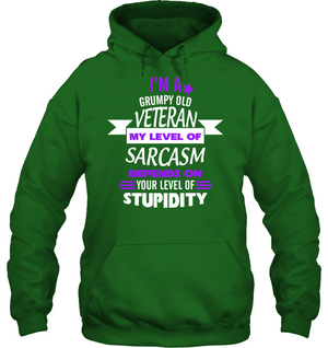 Im A Grumpy Old Veteran My Level Of Saracasm Depends On Your Level Of StupidityUnisex Heavyweight Pullover Hoodie