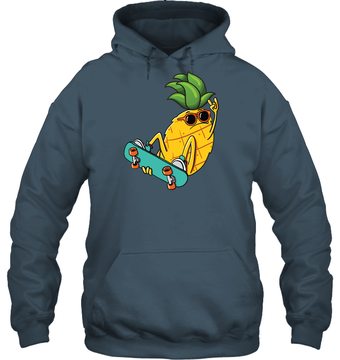 Pineapple Skateboarding Shirt Unisex Heavyweight Pullover Hoodie Dark Heather