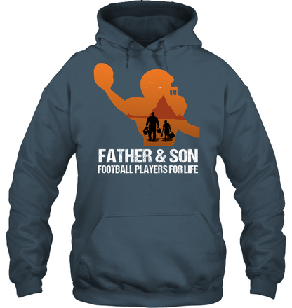 Father And Son Football Players For Life Family Shirt Unisex Heavyweight Pullover Hoodie Dark Heather
