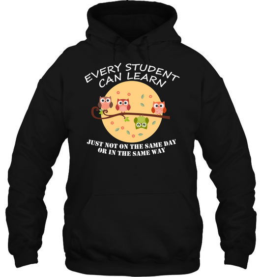 Every Student Can Learn Just Not In The Same Day Or In The Same Way Unisex Heavyweight Pullover Hoodie Black