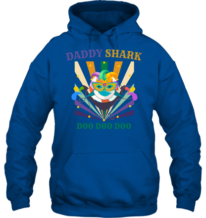 Daddy Shark Doo Doo Doo Happy Mardi Gars Family Shirt Unisex Heavyweight Pullover Hoodie Royal