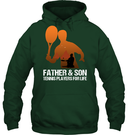 Father And Son Tennis Players For Life Family Shirt Unisex Heavyweight Pullover Hoodie Forest Green