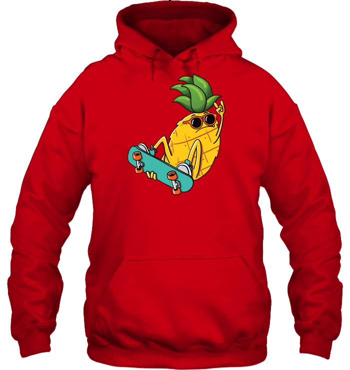 Pineapple Skateboarding Shirt Unisex Heavyweight Pullover Hoodie Red