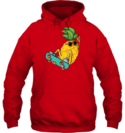 Pineapple Skateboarding Shirt Unisex Heavyweight Pullover Hoodie Red