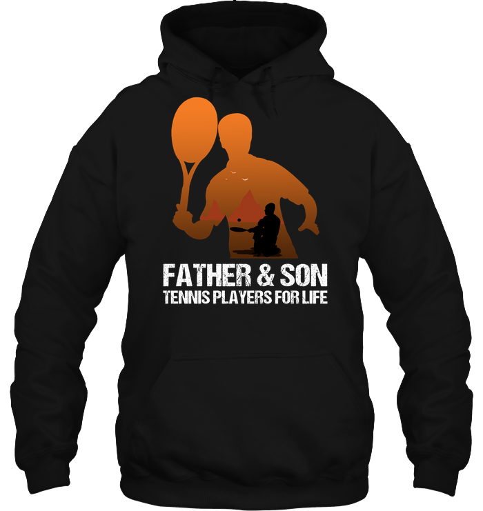 Father And Son Tennis Players For Life Family Shirt Unisex Heavyweight Pullover Hoodie Black