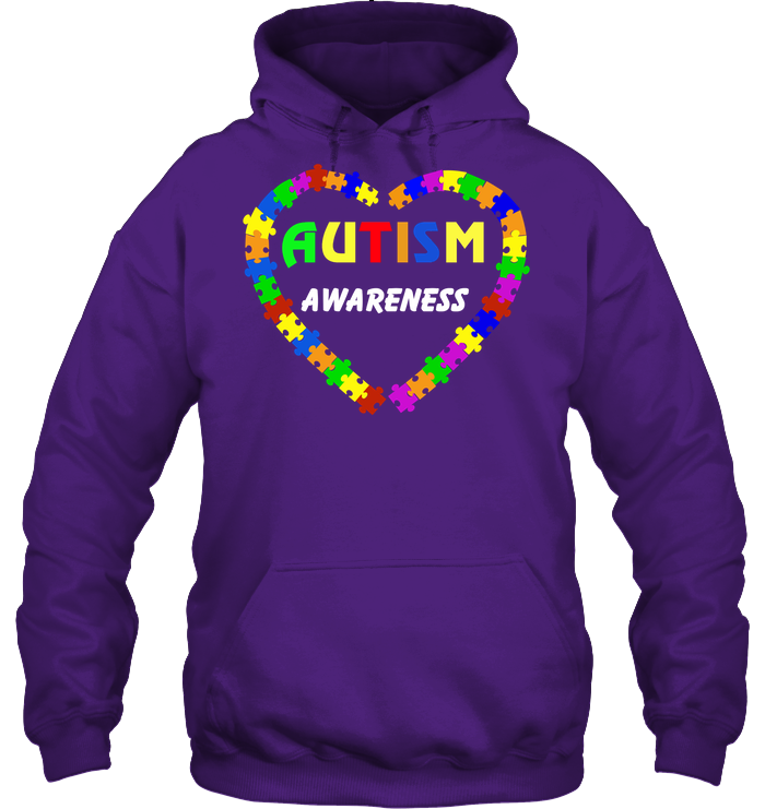 Autism Awareness Puzzle Heart Shirt Unisex Heavyweight Pullover Hoodie Purple