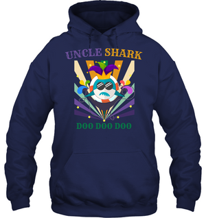 Uncle Shark Doo Doo Doo Happy Mardi Gars Family ShirtUnisex Heavyweight Pullover Hoodie