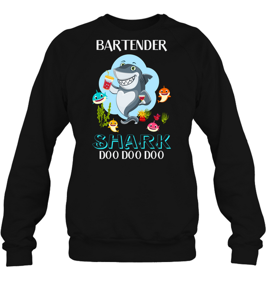 Bartender Shark Doo Doo Doo Shirt Unisex Fleece Pullover Sweatshirt Black