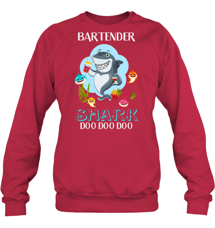 Bartender Shark Doo Doo Doo Shirt Unisex Fleece Pullover Sweatshirt Deep Red