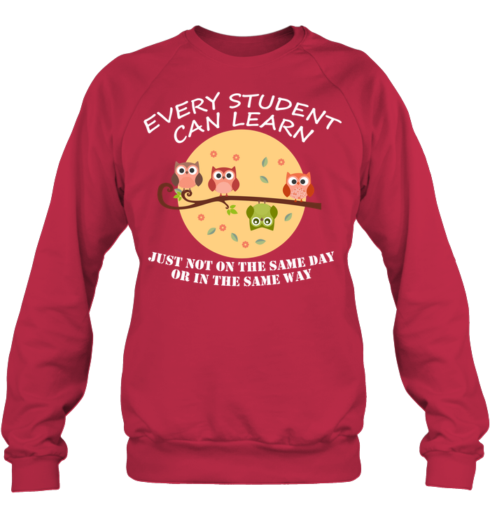 Every Student Can Learn Just Not In The Same Day Or In The Same Way Unisex Fleece Pullover Sweatshirt Deep Red