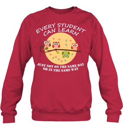 Every Student Can Learn Just Not In The Same Day Or In The Same Way Unisex Fleece Pullover Sweatshirt Deep Red