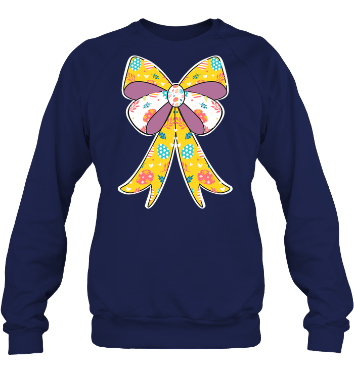 Easter Day Ribbon Shirt Unisex Fleece Pullover Sweatshirt Navy