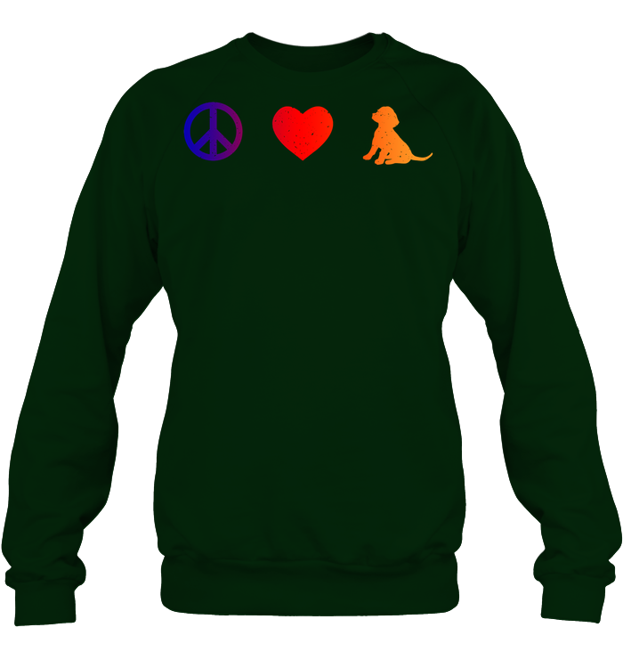 Peace Heart Beagles Lovers Shirt Unisex Fleece Pullover Sweatshirt Deep Forest