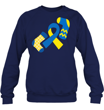 Down Syndrome Awareness Day Socks And Ribbons Shirt Unisex Fleece Pullover Sweatshirt Navy