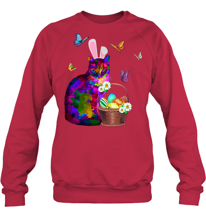 Cat Costume Bunnie Easter Day Shirt Unisex Fleece Pullover Sweatshirt Deep Red