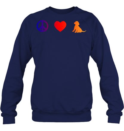 Peace Heart Beagles Lovers Shirt Unisex Fleece Pullover Sweatshirt Navy