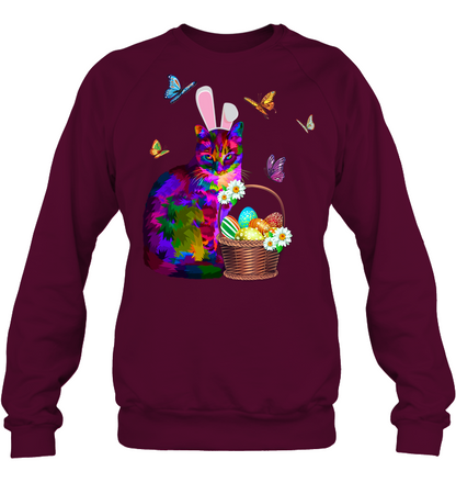 Cat Costume Bunnie Easter Day Shirt Unisex Fleece Pullover Sweatshirt Maroon