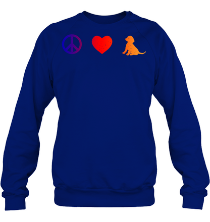 Peace Heart Beagles Lovers Shirt Unisex Fleece Pullover Sweatshirt Deep Royal