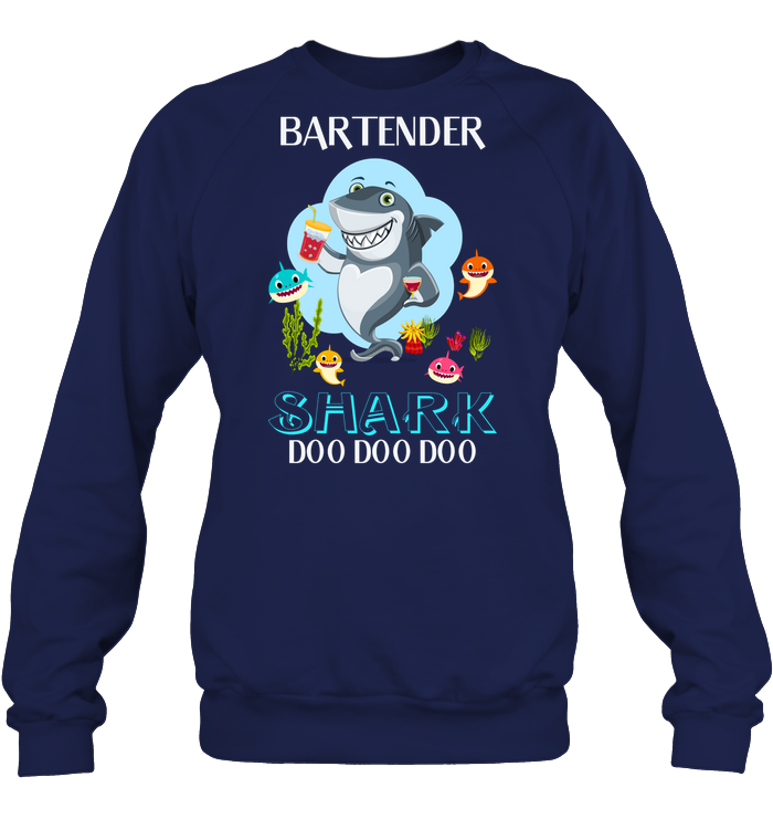 Bartender Shark Doo Doo Doo Shirt Unisex Fleece Pullover Sweatshirt Navy
