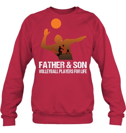 Father And Son Volleyball Players For Life Family Shirt Unisex Fleece Pullover Sweatshirt Deep Red