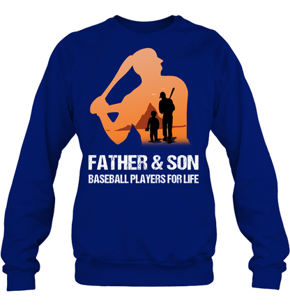 Father And Son Baseball Players For Life Family Shirt Unisex Fleece Pullover Sweatshirt Deep Royal