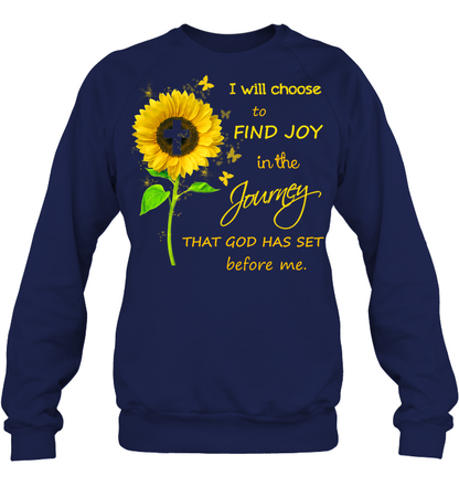 I Will Choose To Find Joy In The Jouney That God Has Set Before Me Unisex Fleece Pullover Sweatshirt Navy
