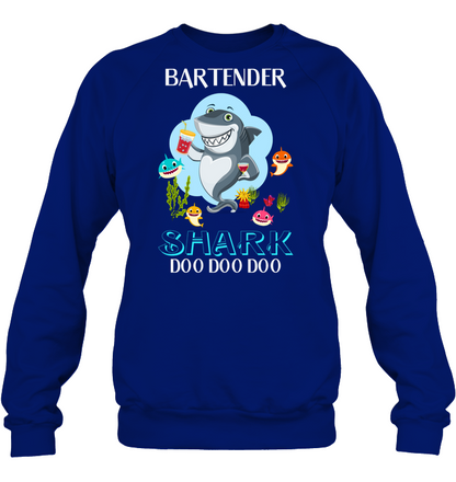 Bartender Shark Doo Doo Doo Shirt Unisex Fleece Pullover Sweatshirt Deep Royal