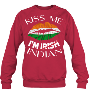 Kiss Me I'm Irish Indian Saint Patricks Day ShirtUnisex Fleece Pullover Sweatshirt