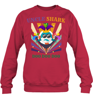 Uncle Shark Doo Doo Doo Happy Mardi Gars Family ShirtUnisex Fleece Pullover Sweatshirt