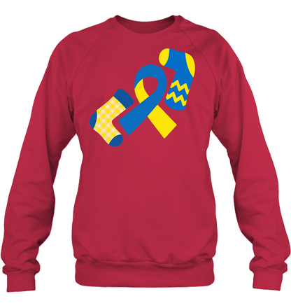 Down Syndrome Awareness Day Socks And Ribbons Shirt Unisex Fleece Pullover Sweatshirt Deep Red