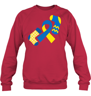 Down Syndrome Awareness Day Socks And Ribbons ShirtUnisex Fleece Pullover Sweatshirt