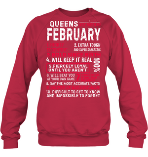 Queens Are Born In February Highly Eccentric Extra Tough An Super Sarcastic ShirtUnisex Fleece Pullover Sweatshirt