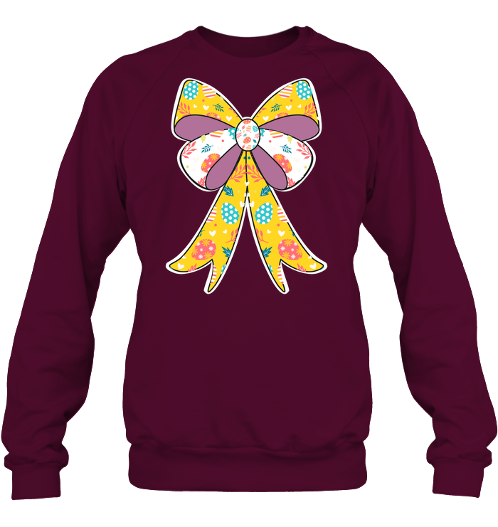 Easter Day Ribbon Shirt Unisex Fleece Pullover Sweatshirt Maroon
