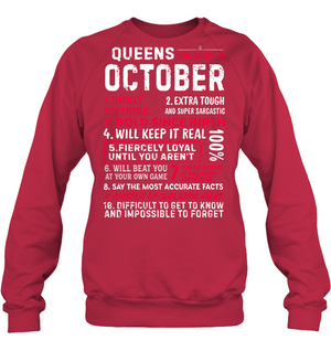 Queens Are Born In October Highly Eccentric Extra Tough An Super Sarcastic ShirtUnisex Fleece Pullover Sweatshirt