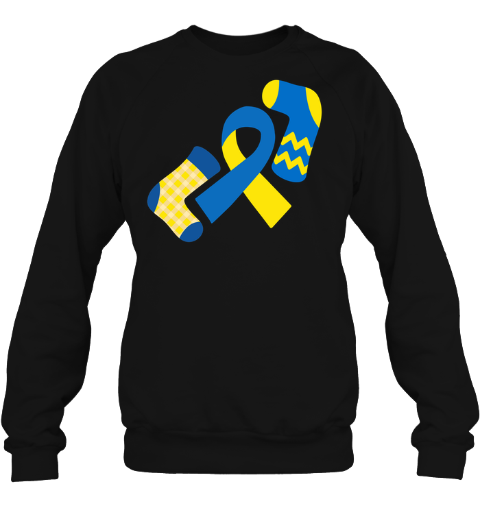 Down Syndrome Awareness Day Socks And Ribbons Shirt Unisex Fleece Pullover Sweatshirt Black
