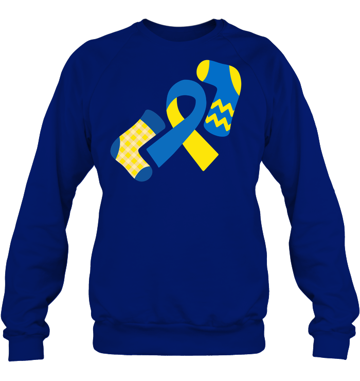 Down Syndrome Awareness Day Socks And Ribbons Shirt Unisex Fleece Pullover Sweatshirt Deep Royal