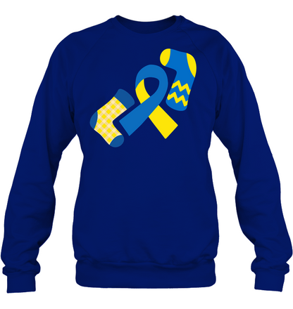 Down Syndrome Awareness Day Socks And Ribbons Shirt Unisex Fleece Pullover Sweatshirt Deep Royal