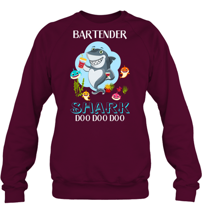 Bartender Shark Doo Doo Doo Shirt Unisex Fleece Pullover Sweatshirt Maroon