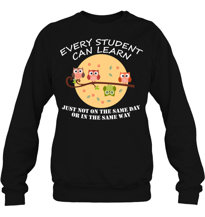 Every Student Can Learn Just Not In The Same Day Or In The Same Way Unisex Fleece Pullover Sweatshirt Black
