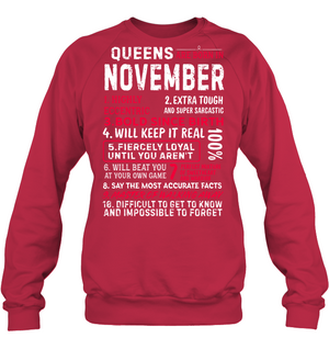 Queens Are Born In November Highly Eccentric Extra Tough An Super Sarcastic ShirtUnisex Fleece Pullover Sweatshirt