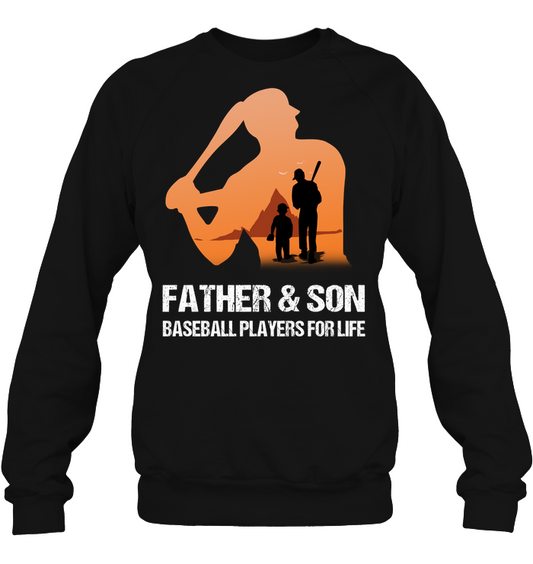 Father And Son Baseball Players For Life Family Shirt Unisex Fleece Pullover Sweatshirt Black