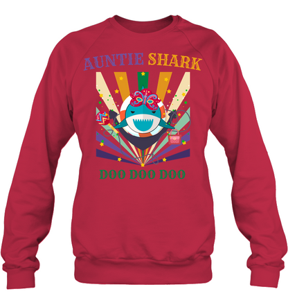 Auntie Shark Doo Doo Doo Happy Mardi Gars Family Shirt Unisex Fleece Pullover Sweatshirt Deep Red