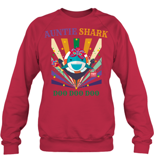 Auntie Shark Doo Doo Doo Happy Mardi Gars Family ShirtUnisex Fleece Pullover Sweatshirt